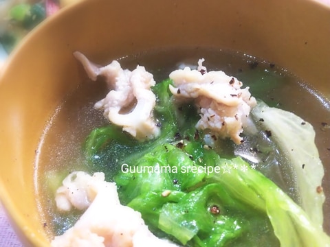 出汁がすごい♡ヤゲン軟骨のレタスの中華風スープ